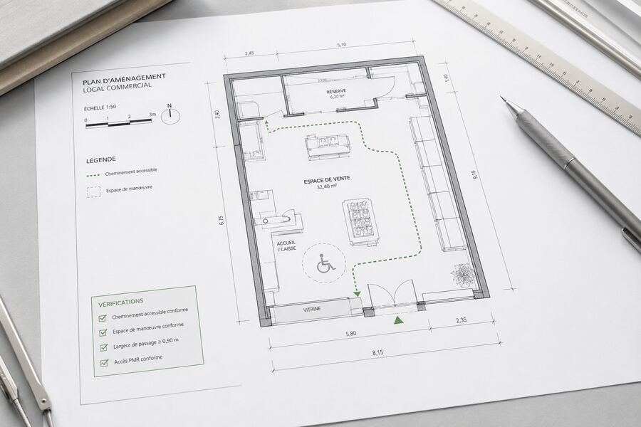 Exemple de plan réglementaire préparé pour un commerce